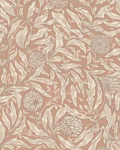 Tapet cu model floral delicat, culoare terracotta