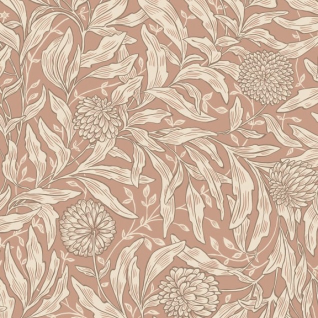 Tapet cu model floral delicat, culoare terracotta