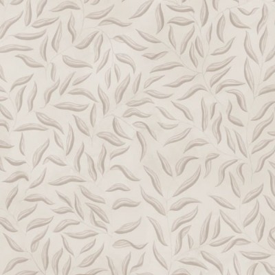 Tapet lavabil cu design minimalist si subtil, cu frunze de culoare crem pe fond alb.