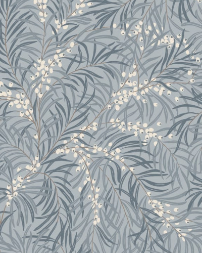 Tapet lavabil cu un design floral elegant, in nuante de albastru estompat.