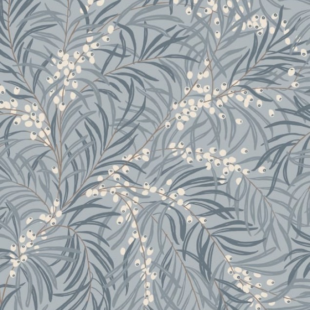 Tapet lavabil cu un design floral elegant, in nuante de albastru estompat.