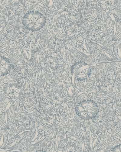 Tapet cu model floral in nuante de albastru indigo