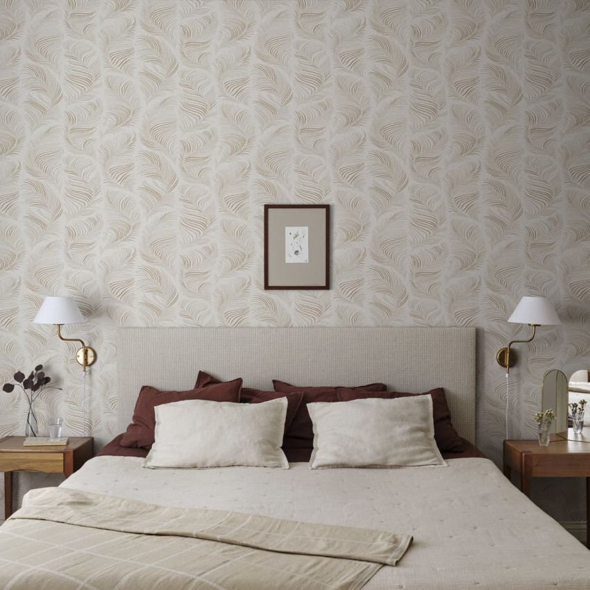 Tapet Beige, Grace, cu model delicat, inspirat de natura.