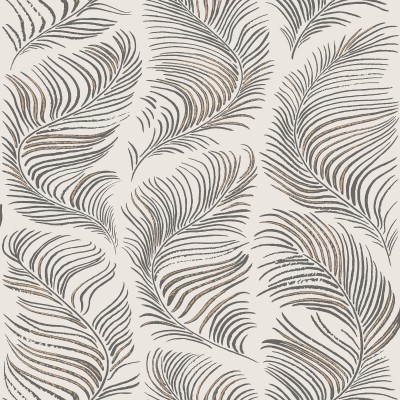 Tapet cu model de frunze de palmier, culori neutre, ideal pentru living