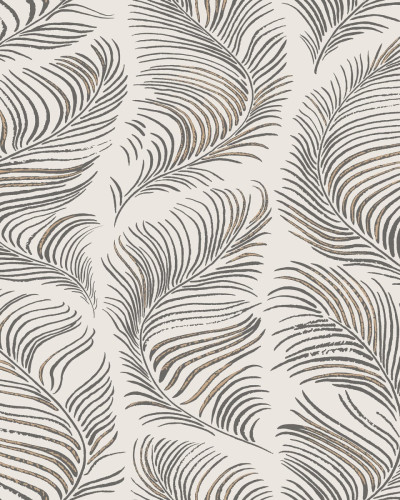 Tapet cu model de frunze de palmier, culori neutre, ideal pentru living