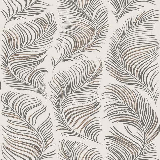 Tapet cu model de frunze de palmier, culori neutre, ideal pentru living