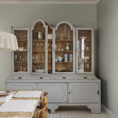 Tapet cu frunze delicate - Karolina Light Blue - albastru deschis