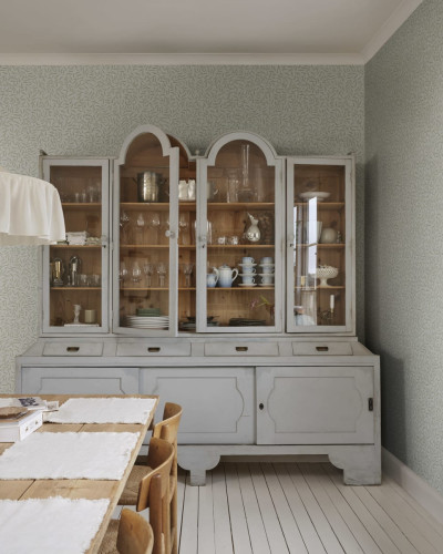 Tapet cu frunze delicate - Karolina Light Blue - albastru deschis