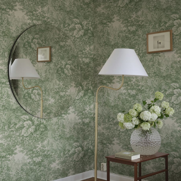 Tapet lavabil cu design floral, Forest Toile, verde