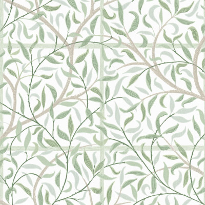 Tapet lavabil cu design floral in nuante de verde pastel