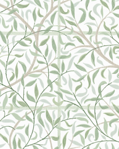 Tapet lavabil cu design floral in nuante de verde pastel