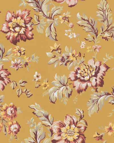 Tapet floral cu flori mari de un galben cald