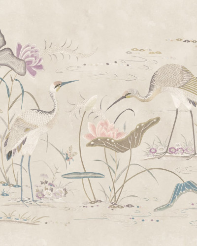 Tapet Seabirds, Sandstone cu păsări elegante și flori delicate