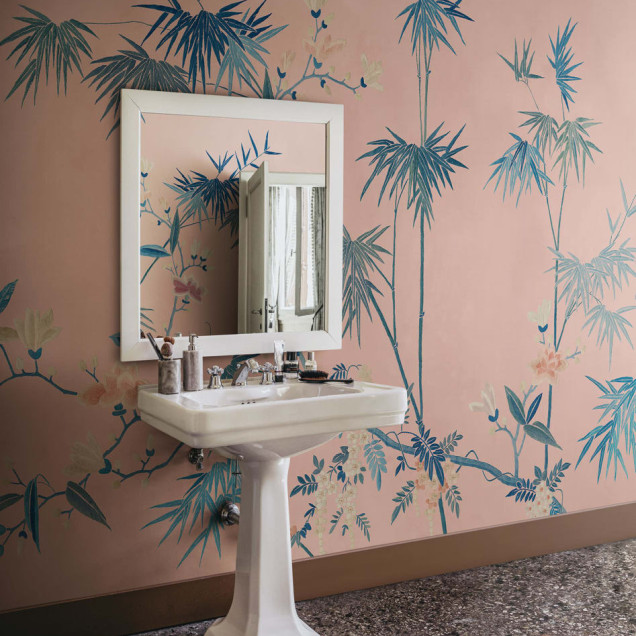 Tapet lavabil cu designul Bamboo Grove, Pink