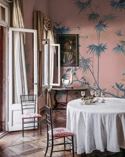 Tapet lavabil cu designul Bamboo Grove, Pink