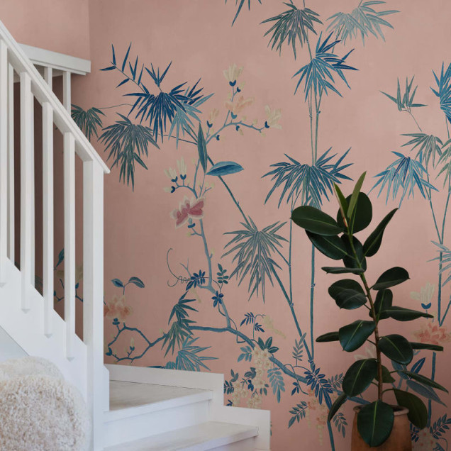 Tapet lavabil cu designul Bamboo Grove, Pink