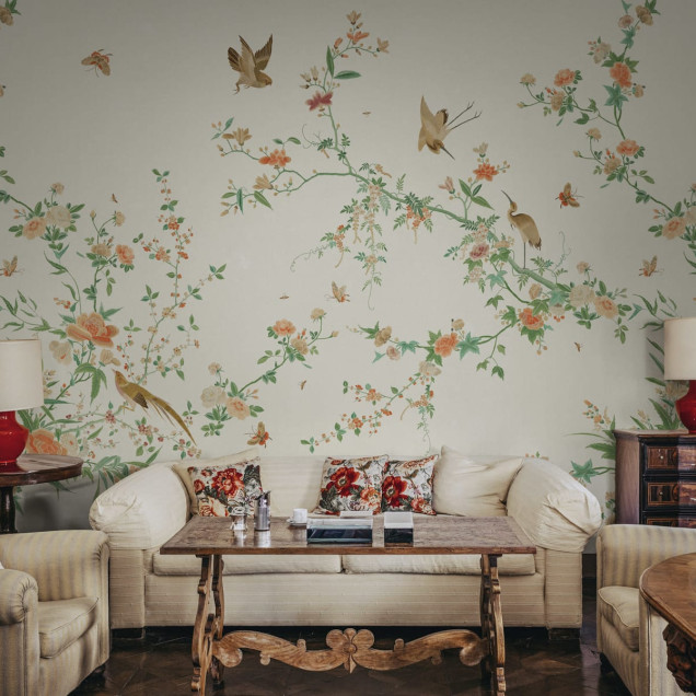 Tapet lavabil cu un design floral elegant, perfect pentru a adăuga o notă de rafinament oricărei camere.
