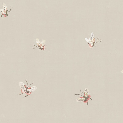 Tapet lavabil Butterflies, Sandstone, cu un design elegant de fluturi fini, imprimat pe un fond crem