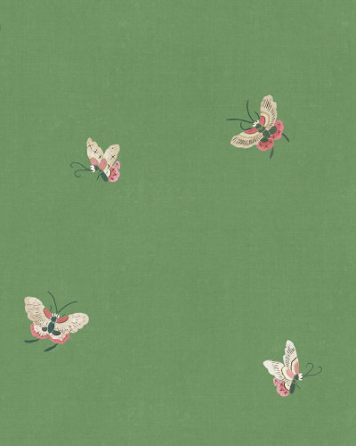 Wallpaper cu fluturi pe fond verde