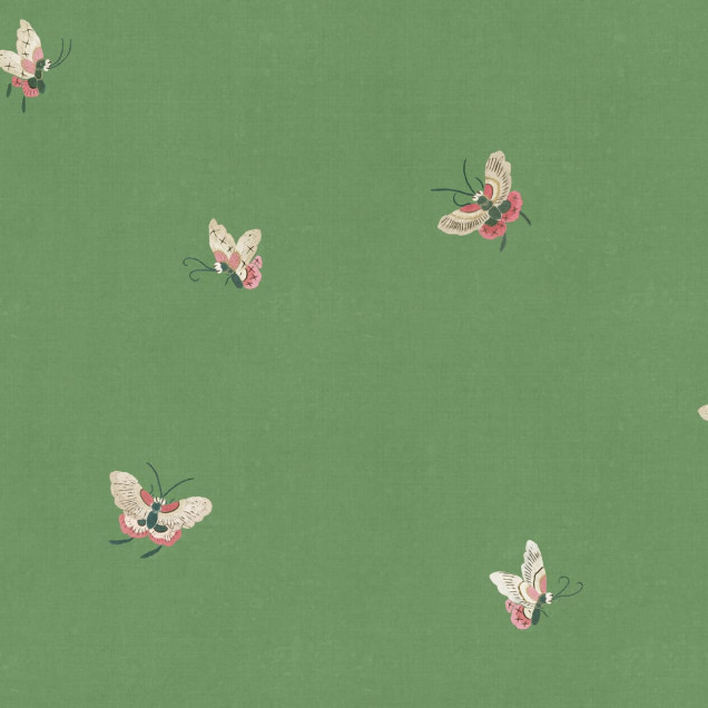 Wallpaper cu fluturi pe fond verde