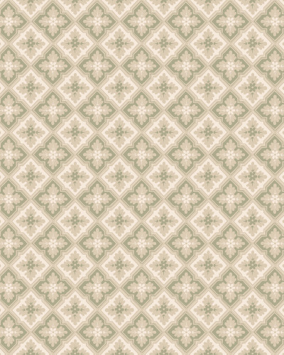 Tapet verde cu model geometric într-o cameră amenajată