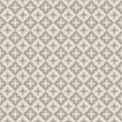 Tapet floral albastru indigo cu model geometric