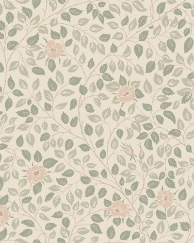 Tapet floral verde într-o bucătărie modernă
