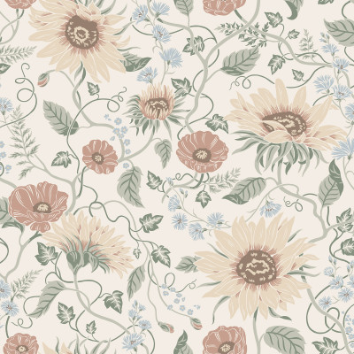 Tapet floral colorat într-o bucătărie elegantă
