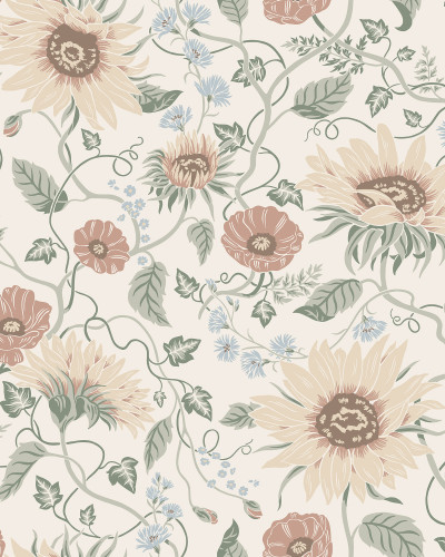 Tapet floral colorat într-o bucătărie elegantă