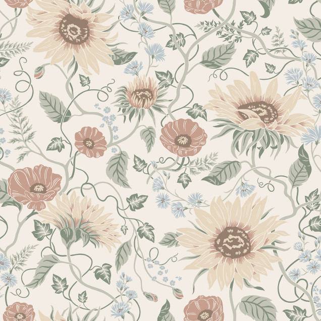 Tapet floral colorat într-o bucătărie elegantă
