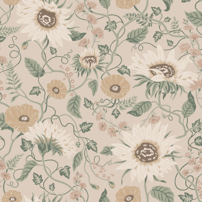 Tapet floral vintage într-o bucătărie elegantă