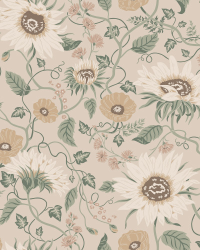 Tapet floral vintage într-o bucătărie elegantă