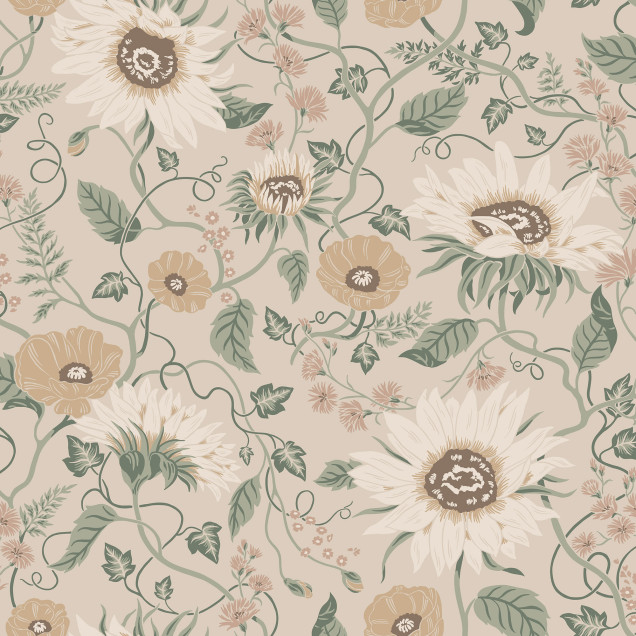Tapet floral vintage într-o bucătărie elegantă