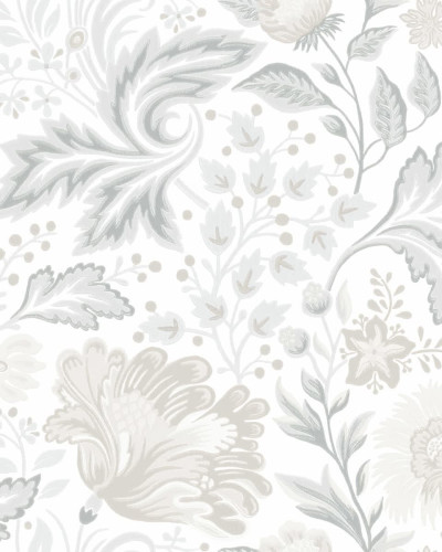 Tapet floral lavabil, cu model de frunze pastelate, perfect pentru decorarea unei camere de zi sau a unui dormitor.