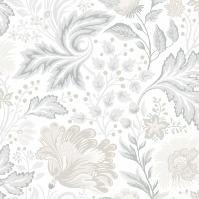 Tapet floral lavabil, cu model de frunze pastelate, perfect pentru decorarea unei camere de zi sau a unui dormitor.