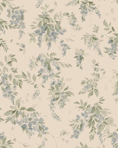 Tapet floral albastru într-un interior elegant