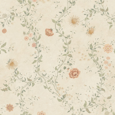 Tapet floral cu design pastelat într-un interior rustic