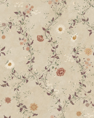 Tapet floral elegant cu fundal nisipos