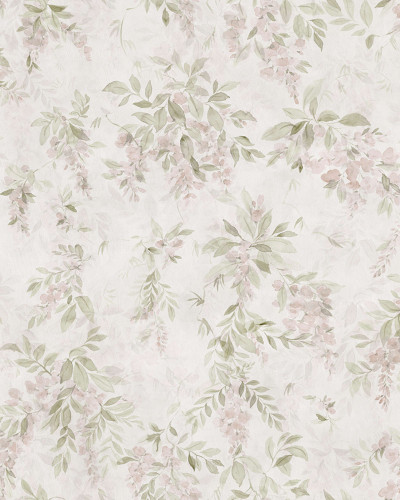 Tapet floral pastelat în living