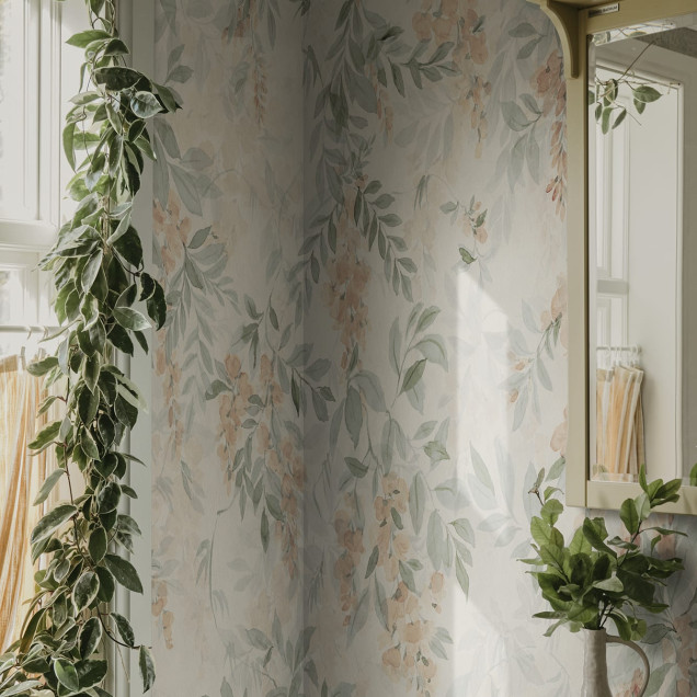 Fototapet floral cu design elegant și nuanțe portocalii