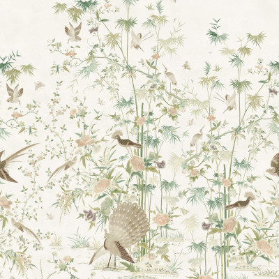 Tapet cu motive Chinoiserie, tonuri de verde deschis