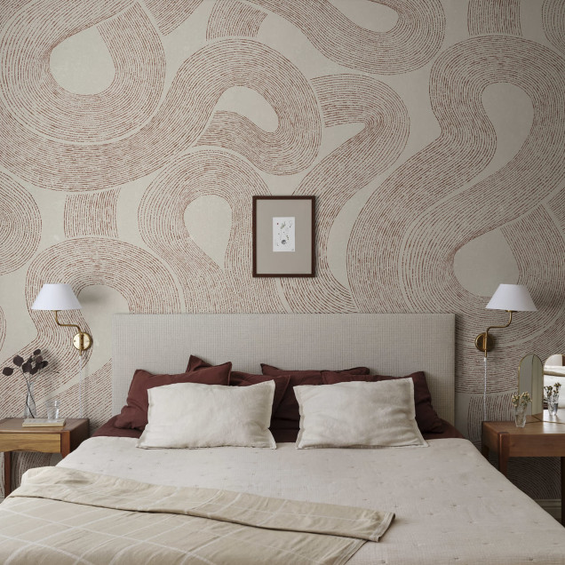 Tapet decorativ cu model abstract terracotta