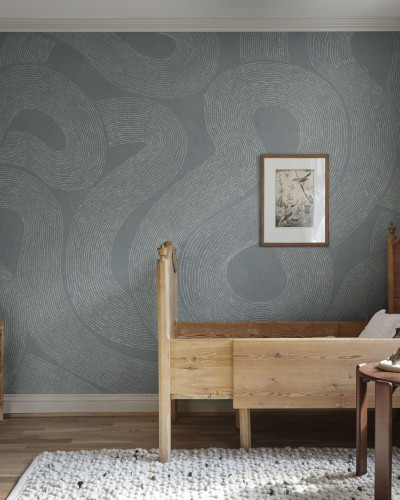Tapet albastru cu design abstract în camera unui copil