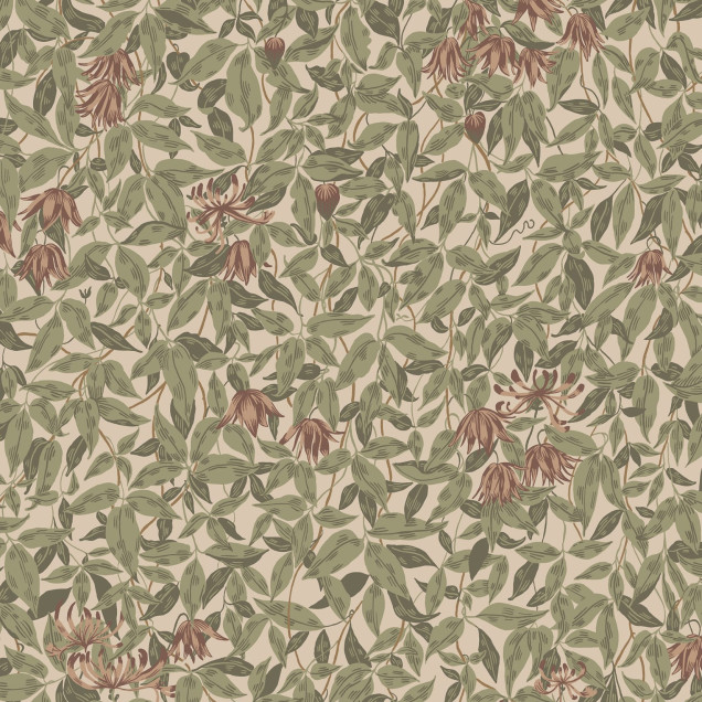 Tapet floral burgund într-un interior elegant