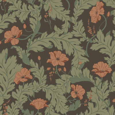Tapet floral maro și verde într-un interior elegant