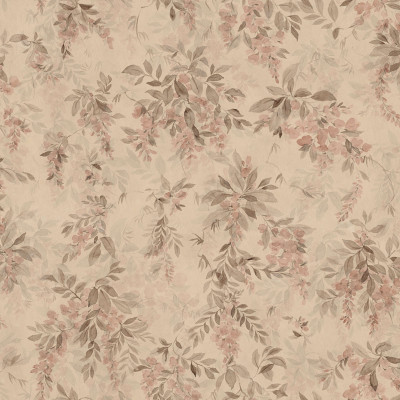Tapet floral terracotta într-o cameră de zi