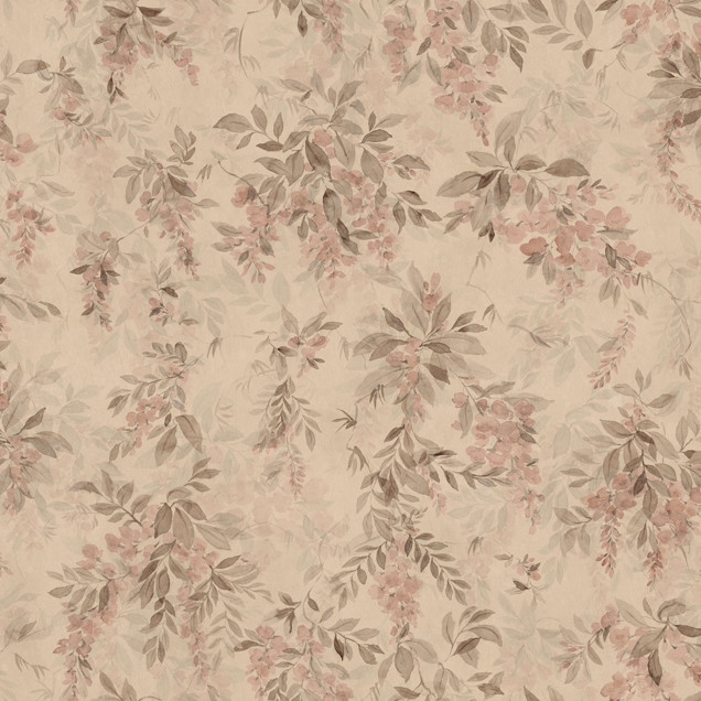 Tapet floral terracotta într-o cameră de zi
