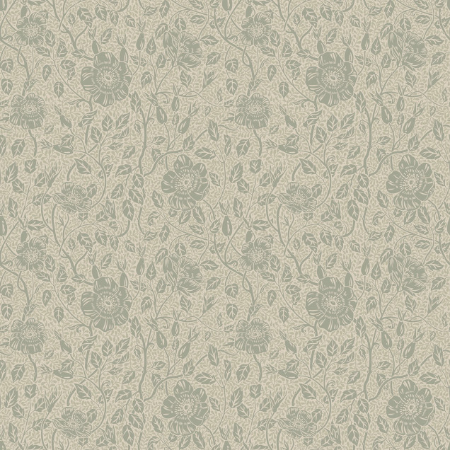 Tapet floral verde salvie într-un interior elegant