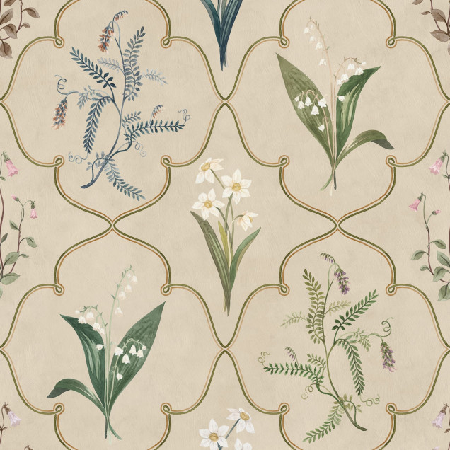Tapet floral cu design elegant într-un interior modern