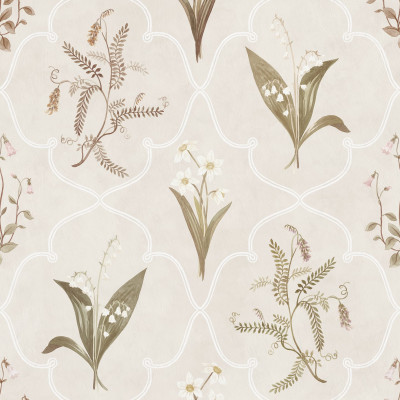Tapet floral pastelat într-un dormitor luminos